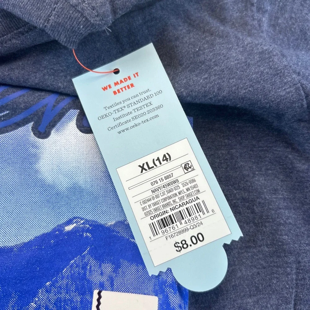 Cat & Jack Boys XL 14 Aspen Colorado Mountain Graphic Long Sleeve Tee Navy Blue
